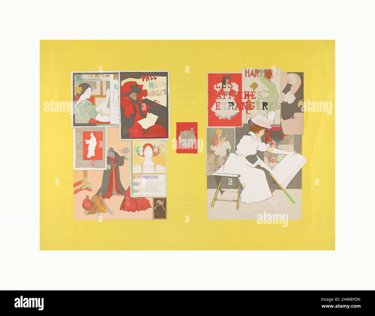 Art inspiré par le design pour une couverture de livre pour 'les Affiches tendances illustraes', 1897, lithographie couleur, estampes, Jules Chéret (français, Paris 1836–1932 Nice, oeuvres classiques modernisées par Artotop avec une touche de modernité. Formes, couleur et valeur, impact visuel accrocheur sur l'art émotions par la liberté d'œuvres d'art d'une manière contemporaine. Un message intemporel qui cherche une nouvelle direction créative. Artistes qui se tournent vers le support numérique et créent le NFT Artotop Banque D'Images