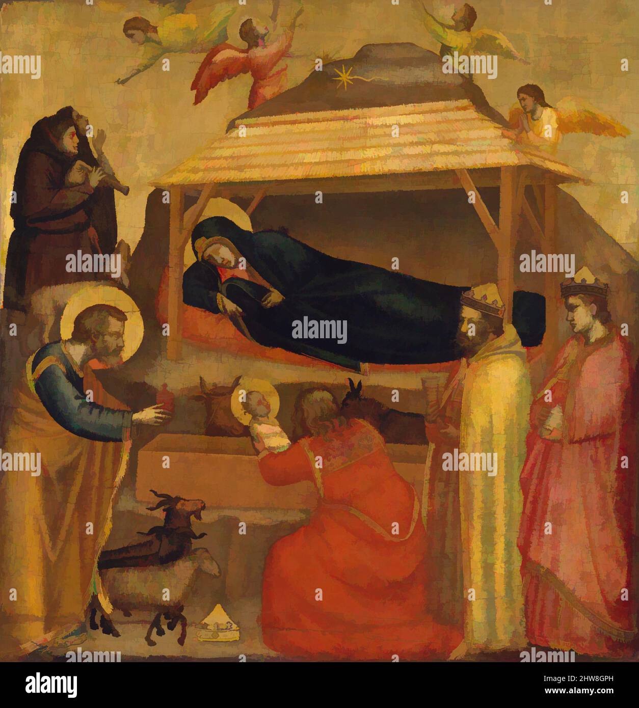 Art inspiré par l'adoration des Magi, peut-être ca. 1320, Tempéa sur bois, doré, 17 3/4 x 17 1/4 po. (45,1 x 43,8 cm), peintures, Giotto di Bondone (italien, florentin, 1266/76–1337), datant d'environ 1320, ce panneau est l'un des sept montrant la vie du Christ. Rien n'est, les œuvres classiques modernisées par Artotop avec une touche de modernité. Formes, couleur et valeur, impact visuel accrocheur sur l'art émotions par la liberté d'œuvres d'art d'une manière contemporaine. Un message intemporel qui cherche une nouvelle direction créative. Artistes qui se tournent vers le support numérique et créent le NFT Artotop Banque D'Images