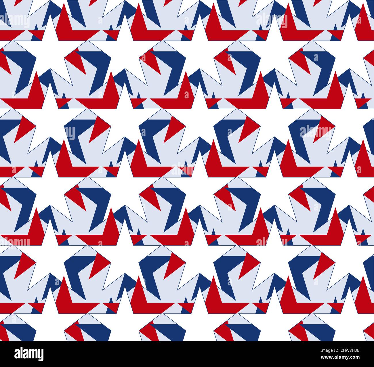 Étoiles rouges, blanches et bleues dans un motif de répétition sans couture - Illustration vectorielle Illustration de Vecteur