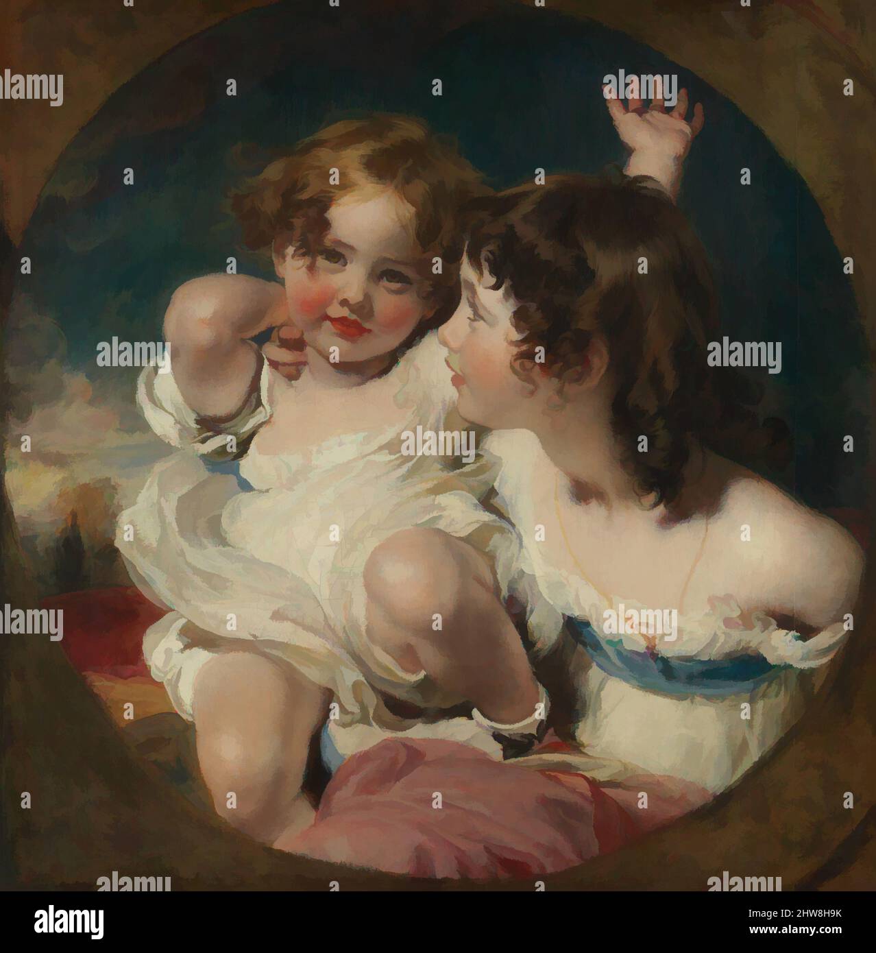 Art inspiré par les enfants de Calmady (Emily, 1818–?1906, et Laura Anne, 1820–1894), 1823, Huile sur toile, 30 7/8 x 30 1/8 in. (78,4 x 76,5 cm), tableaux, Sir Thomas Lawrence (British, Bristol 1769–1830 London), Emily et Laura Anne étaient les enfants de Charles Calmady de Langdon court, œuvres classiques modernisées par Artotop avec une touche de modernité. Formes, couleur et valeur, impact visuel accrocheur sur l'art émotions par la liberté d'œuvres d'art d'une manière contemporaine. Un message intemporel qui cherche une nouvelle direction créative. Artistes qui se tournent vers le support numérique et créent le NFT Artotop Banque D'Images