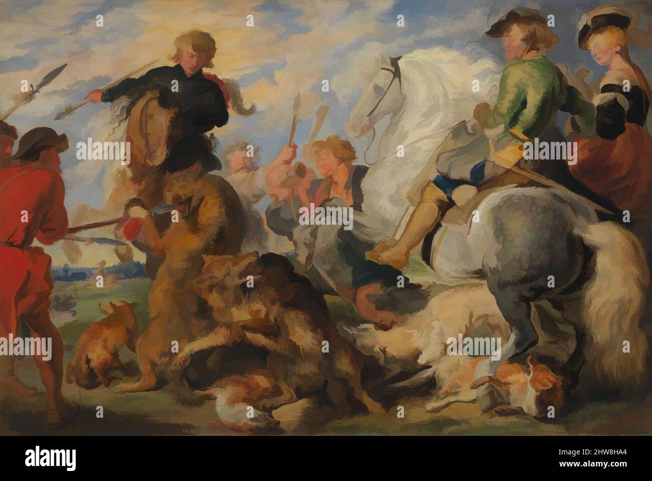 L'art inspiré par Copy après la chasse aux loups et aux renards de Rubens, ca. 1824–26, huile sur bois, 16 x 23 7/8 po (40,6 x 60,6 cm), peintures, Sir Edwin Henry Landseer, œuvres classiques modernisées par Artotop avec une touche de modernité. Formes, couleur et valeur, impact visuel accrocheur sur l'art émotions par la liberté d'œuvres d'art d'une manière contemporaine. Un message intemporel qui cherche une nouvelle direction créative. Artistes qui se tournent vers le support numérique et créent le NFT Artotop Banque D'Images