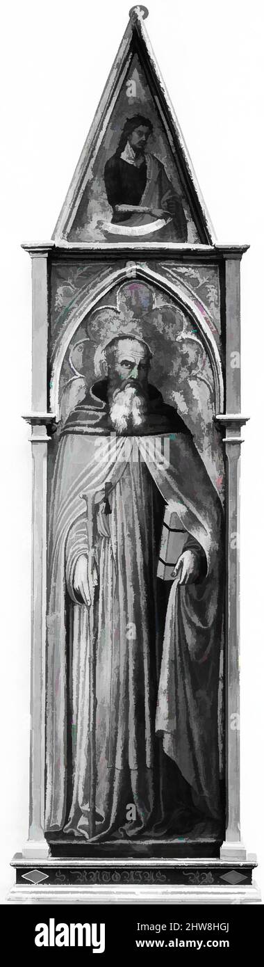 Art inspiré par Saint Anthony Abbot (avec Saint Jean-Baptiste), Tempera sur bois, sol doré, ensemble, avec dessus en forme et cadre engagé (moderne), 58 5/8 x 16 1/2 po. (148,9 x 41,9 cm) ; Saint Anthony 39 1/2 x 11 3/4 po (100,3 x 29,8 cm); Saint John 12 3/4 x 8 7/8 po (32,4 x 22,5, œuvres classiques modernisées par Artotop avec une touche de modernité. Formes, couleur et valeur, impact visuel accrocheur sur l'art émotions par la liberté d'œuvres d'art d'une manière contemporaine. Un message intemporel qui cherche une nouvelle direction créative. Artistes qui se tournent vers le support numérique et créent le NFT Artotop Banque D'Images