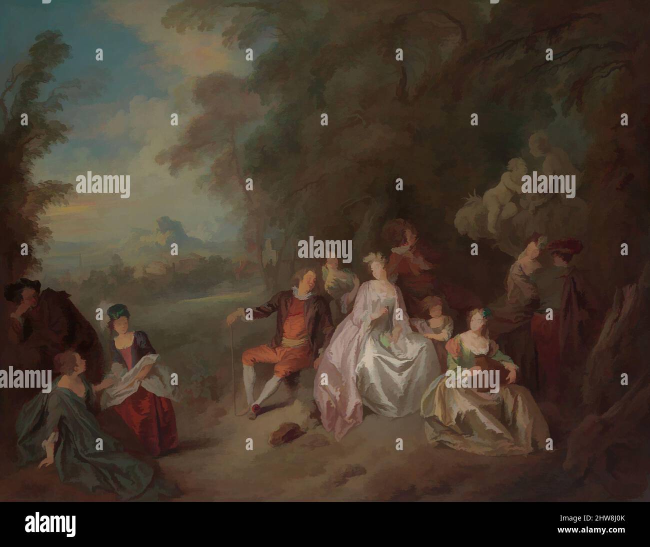 Art inspiré par concert Champatre, ca. 1734, huile sur toile, 20 1/2 x 26 3/4 in. (52,1 x 67,9 cm), peintures, Jean-Baptiste Joseph Pater (français, Valenciennes 1695–1736 Paris), ce paysage pastel délicat avec des figures élégantes illustre ce que Pater a déclaré : qu'il devait tout, oeuvres classiques modernisées par Artotop avec une touche de modernité. Formes, couleur et valeur, impact visuel accrocheur sur l'art émotions par la liberté d'œuvres d'art d'une manière contemporaine. Un message intemporel qui cherche une nouvelle direction créative. Artistes qui se tournent vers le support numérique et créent le NFT Artotop Banque D'Images