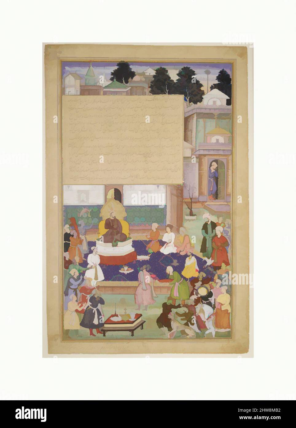 Art inspiré par Sultan Bayazid Before Timur', Folio d'an Akbarnama (Histoire d'Akbar), ca. 1600, fabriqué dans le Pakistan d'aujourd'hui, probablement Lahore, encre, aquarelle opaque, et or sur papier, image: H.13 3/8 in. (34 cm), CODICES, peinture par Dharam Das, c'est une seule feuille d'un maintenant, les œuvres classiques modernisées par Artotop avec un peu de modernité. Formes, couleur et valeur, impact visuel accrocheur sur l'art émotions par la liberté d'œuvres d'art d'une manière contemporaine. Un message intemporel qui cherche une nouvelle direction créative. Artistes qui se tournent vers le support numérique et créent le NFT Artotop Banque D'Images