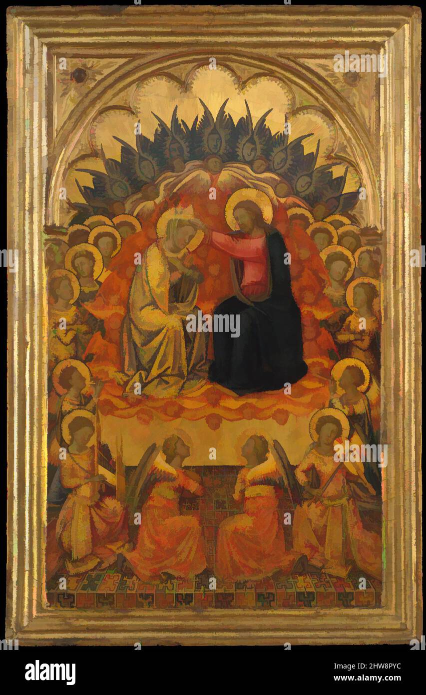 Art inspiré par le couronnement de la Vierge, ca. 1380, Tempéa sur bois, or, globalement, avec châssis engagé, 20 x 12 7/8 po (50,8 x 32,7 cm); surface peinte 17 5/8 x 10 1/2 po (44,8 x 26,7 cm), peintures, Niccolò di Buonaccorso (italien, actif Sienne par 1372–mort 1388 Sienne, oeuvres classiques modernisées par Artotop avec une touche de modernité. Formes, couleur et valeur, impact visuel accrocheur sur l'art émotions par la liberté d'œuvres d'art d'une manière contemporaine. Un message intemporel qui cherche une nouvelle direction créative. Artistes qui se tournent vers le support numérique et créent le NFT Artotop Banque D'Images