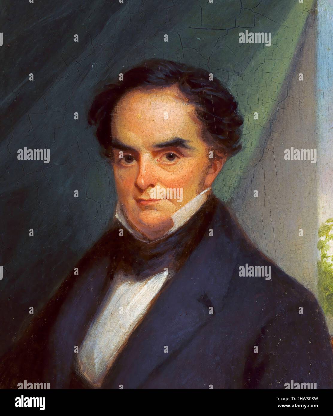 Daniel Webster. Portrait de l'homme politique américain et secrétaire d'État Daniel Webster (1782-1852) par George Linin, Oil on panel, c. 1839 Banque D'Images