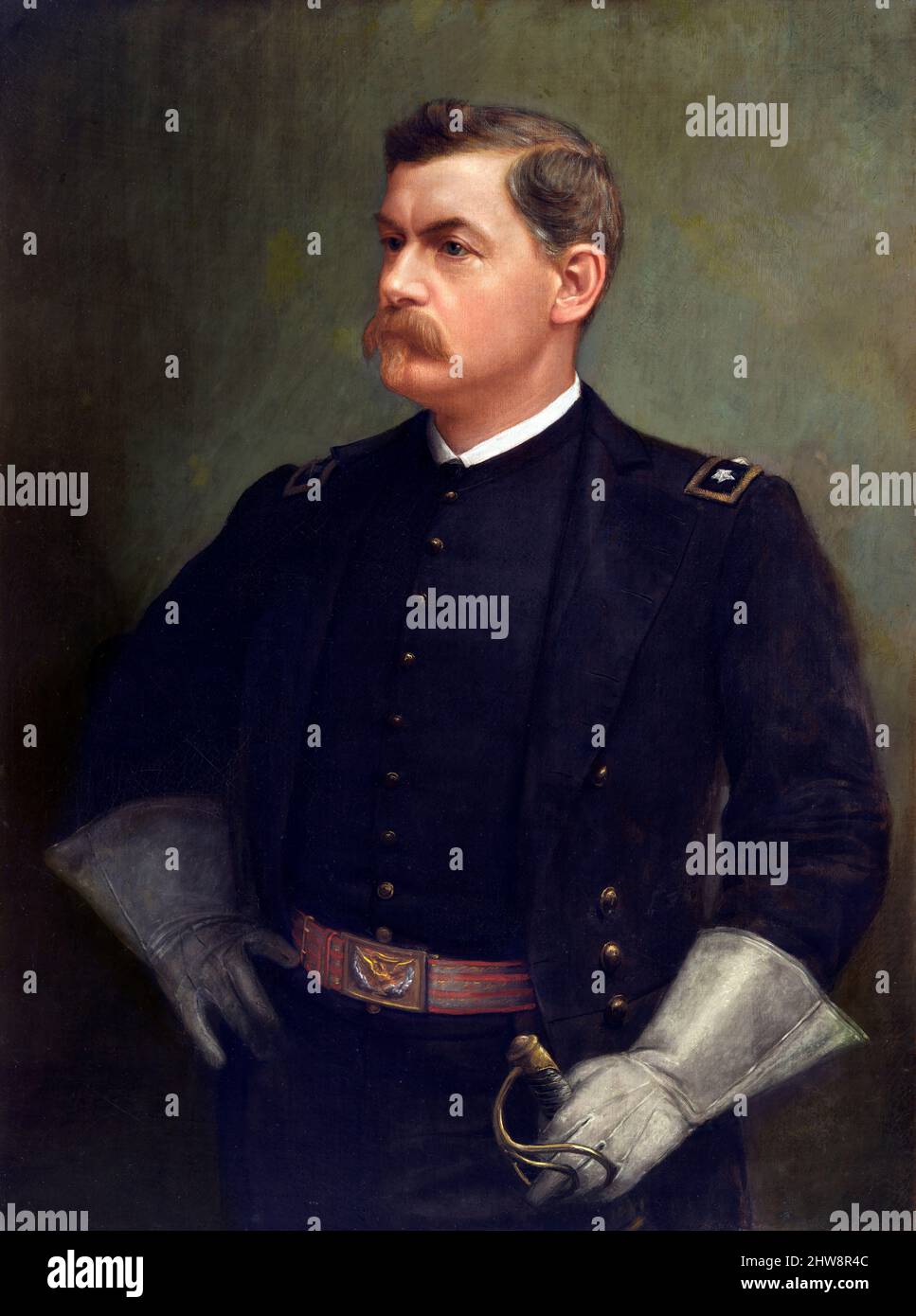 Portrait du général américain de la guerre de Sécession, George Brinton McClellan (1826-1885) par Julian Scott, huile sur toile, 1888 Banque D'Images Portrait du général américain de la guerre de Sécession, George Brinton McClellan (1826-1885) par Julian Scott, huile sur toile, 1888 Banque D'Images