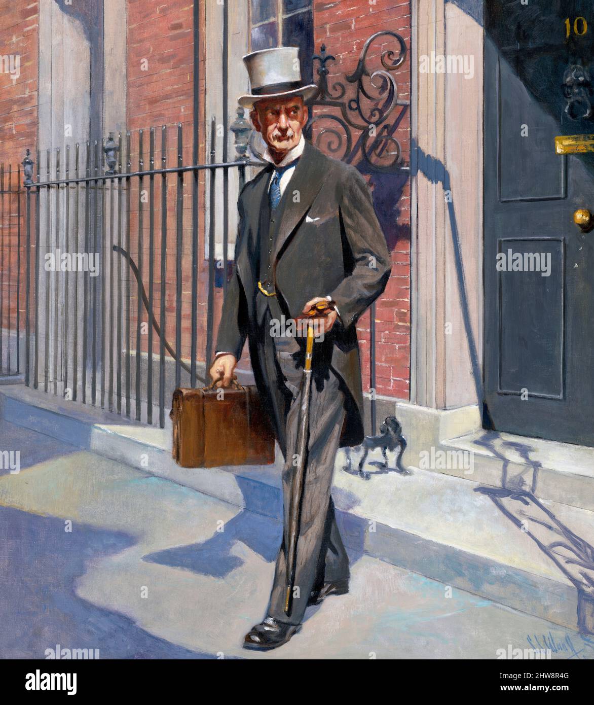 Portrait de l'ancien Premier ministre britannique, Neville Chamberlain (1869-1940) par Samuel Johnson Woolf, huile sur toile, 1938 Banque D'Images