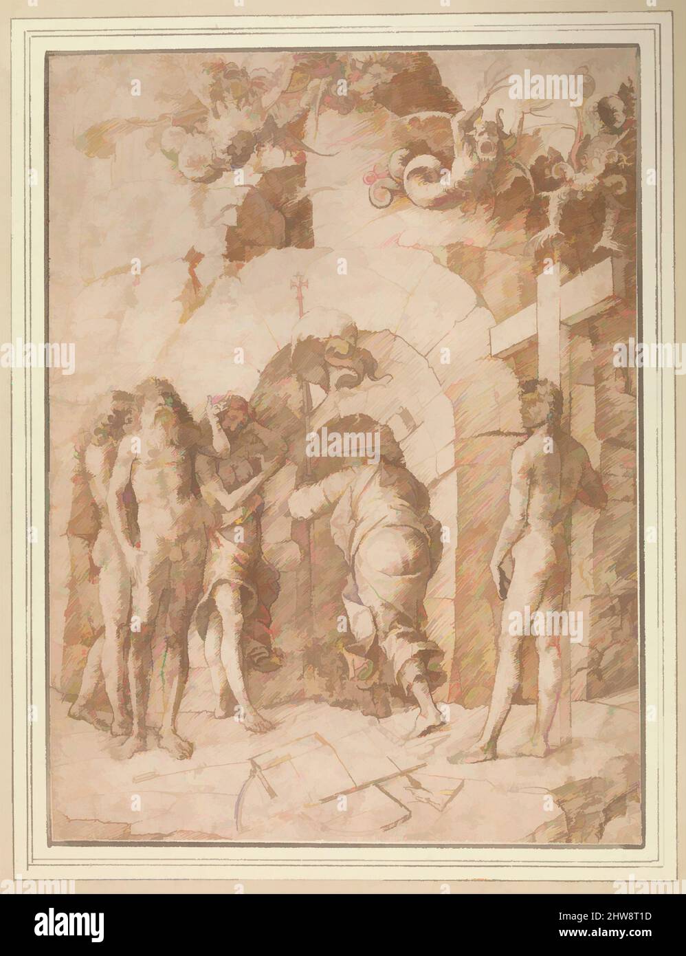 Art inspiré par la descente en Limbo, mi-15th siècle, encre stylo et brune, lavage brun, 10 9/16 x 7 7/8 po. (26,9 x 20 cm), dessins, cercle d'Andrea Mantegna (Italien, Isola di Carturo 1430/31–1506 Mantua), dans cette composition innovante, le Christ est représenté de derrière lui, oeuvres classiques modernisées par Artotop avec un peu de modernité. Formes, couleur et valeur, impact visuel accrocheur sur l'art émotions par la liberté d'œuvres d'art d'une manière contemporaine. Un message intemporel qui cherche une nouvelle direction créative. Artistes qui se tournent vers le support numérique et créent le NFT Artotop Banque D'Images Art inspiré par la descente en Limbo, mi-15th siècle, encre stylo et brune, lavage brun, 10 9/16 x 7 7/8 po. (26,9 x 20 cm), dessins, cercle d'Andrea Mantegna (Italien, Isola di Carturo 1430/31–1506 Mantua), dans cette composition innovante, le Christ est représenté de derrière lui, oeuvres classiques modernisées par Artotop avec un peu de modernité. Formes, couleur et valeur, impact visuel accrocheur sur l'art émotions par la liberté d'œuvres d'art d'une manière contemporaine. Un message intemporel qui cherche une nouvelle direction créative. Artistes qui se tournent vers le support numérique et créent le NFT Artotop Banque D'Images