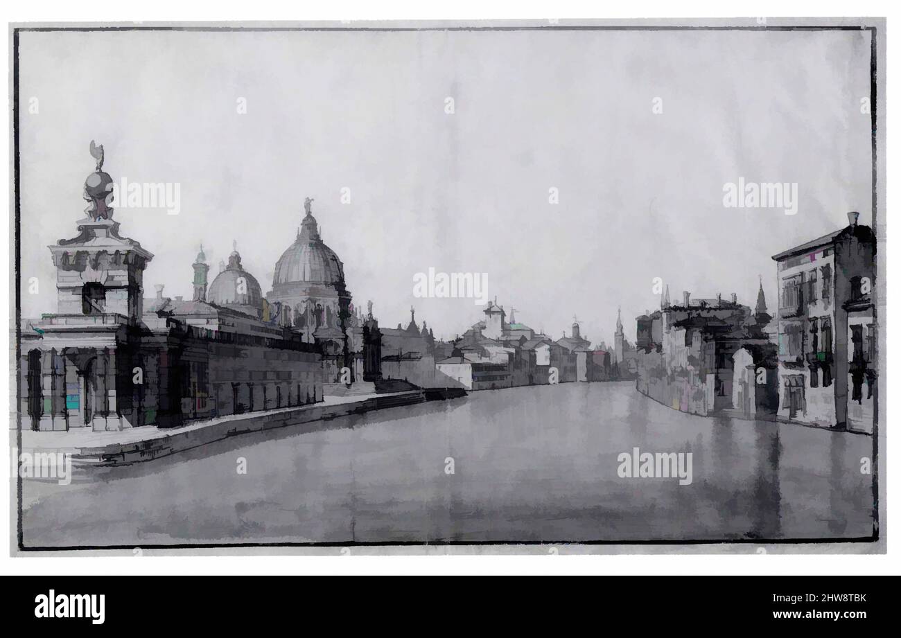 Art inspiré par l'entrée du Grand Canal, avec la Dogana da Mar et Santa Maria della Salute sur la gauche, ca. 1736–37, stylo et encre brune, lavage gris, 10 x 16 15/16 po. (25,4 x 43 cm), dessins, Bernardo Bellotto (Italien, Venise 1722–1780 Varsovie, oeuvres classiques modernisées par Artotop avec une touche de modernité. Formes, couleur et valeur, impact visuel accrocheur sur l'art émotions par la liberté d'œuvres d'art d'une manière contemporaine. Un message intemporel qui cherche une nouvelle direction créative. Artistes qui se tournent vers le support numérique et créent le NFT Artotop Banque D'Images