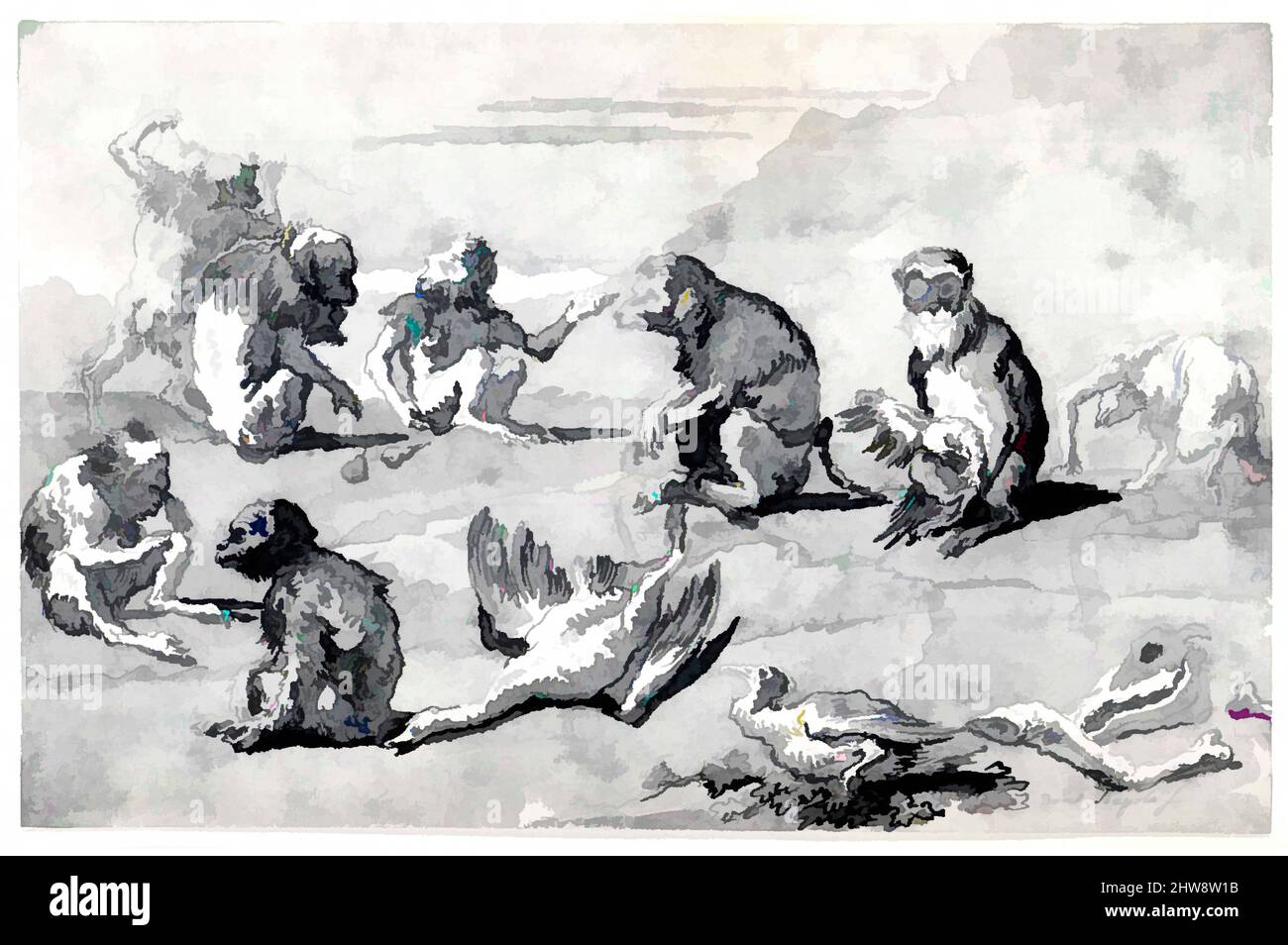 WOLVENS H.V 1896-1977 Huile Sur Panneau Signée  Bord De Plage Anime 20 X 39cm