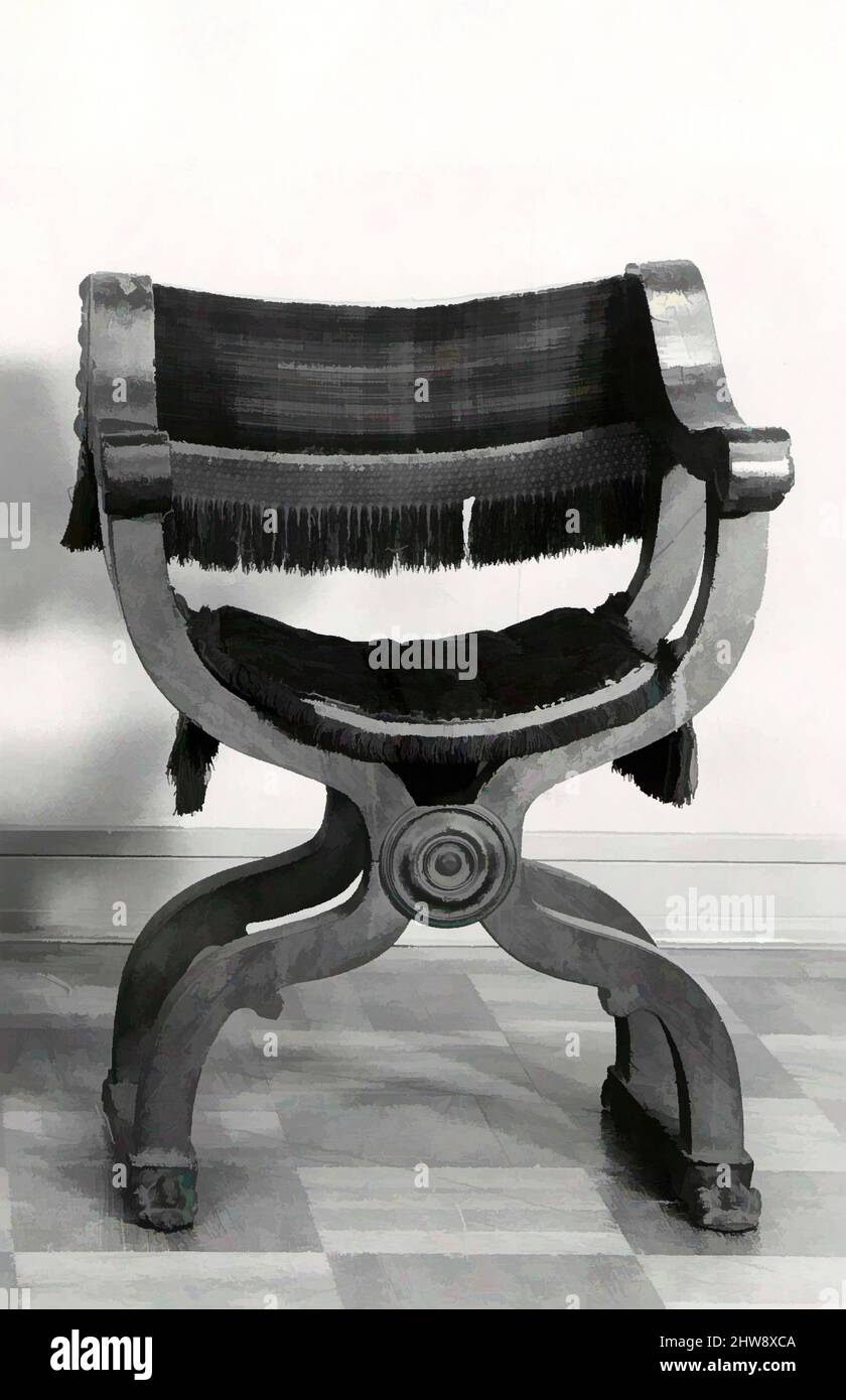 Art inspiré par fauteuil à joint Hip (type Dantesca), 15th ou 16th siècle (textiles); 16th siècle (chaise, en partie), italien, noyer, Sculptée; velours de soie rouge., H. 95 cm, W. 68,5 cm, D. 51 cm, œuvres classiques modernisées par Artotop avec une touche de modernité. Formes, couleur et valeur, impact visuel accrocheur sur l'art émotions par la liberté d'œuvres d'art d'une manière contemporaine. Un message intemporel qui cherche une nouvelle direction créative. Artistes qui se tournent vers le support numérique et créent le NFT Artotop Banque D'Images