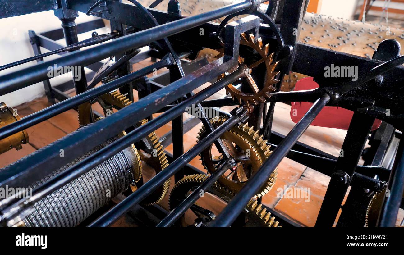 Ancienne machine avec engrenages. Films. Mécanisme ouvert avec ...