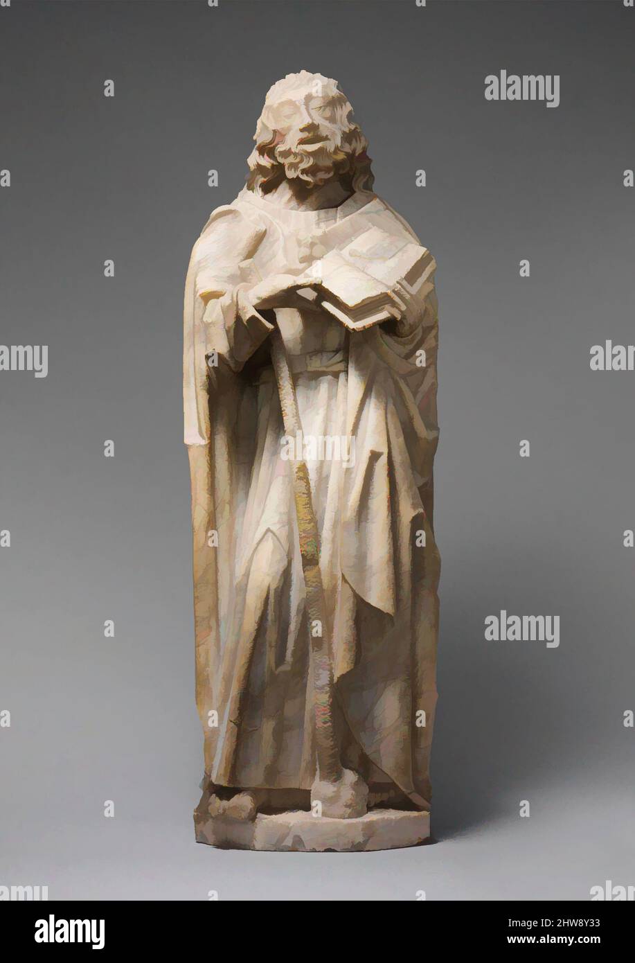 Art inspiré par Saint James le petit, ca. 1500, fabriqué en Castille, Espagne, espagnol, albâtre, Total : 29 x 9 11/16 x 7 1/4 pouces (73,6 x 24,6 x 18,4 cm), Sculpture-Pierre, atelier de Gil de Siloe (espagnol, actif 1475–1505), l'apôtre Saint James était l'une des sept statues originales qui, œuvres classiques modernisées par Artotop avec un peu de modernité. Formes, couleur et valeur, impact visuel accrocheur sur l'art émotions par la liberté d'œuvres d'art d'une manière contemporaine. Un message intemporel qui cherche une nouvelle direction créative. Artistes qui se tournent vers le support numérique et créent le NFT Artotop Banque D'Images