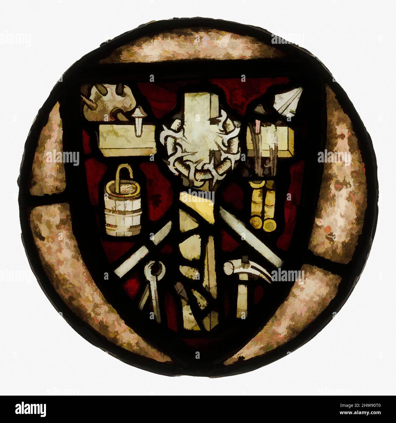 Art inspiré par verre Roundel avec armoiries, début du 15th siècle, français, vitrail, total : 11 1/2 po. (29,2 cm), vitraux, oeuvres classiques modernisées par Artotop avec une touche de modernité. Formes, couleur et valeur, impact visuel accrocheur sur l'art émotions par la liberté d'œuvres d'art d'une manière contemporaine. Un message intemporel qui cherche une nouvelle direction créative. Artistes qui se tournent vers le support numérique et créent le NFT Artotop Banque D'Images