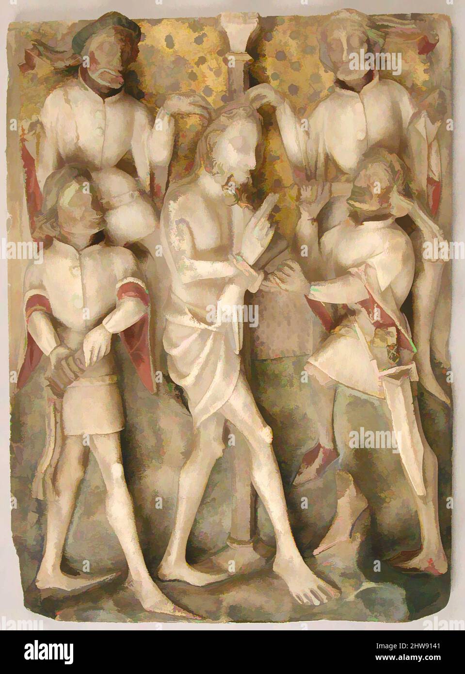 Art inspiré par la prise de Christ, ca. 1440–50, Britannique, albâtre avec peinture et dorure, total : 14 3/4 x 11 1/8 x 2in. (37,5 x 28,3 x 5,1cm), Sculpture-Stone, École de Nottingham, oeuvres classiques modernisées par Artotop avec une touche de modernité. Formes, couleur et valeur, impact visuel accrocheur sur l'art émotions par la liberté d'œuvres d'art d'une manière contemporaine. Un message intemporel qui cherche une nouvelle direction créative. Artistes qui se tournent vers le support numérique et créent le NFT Artotop Banque D'Images