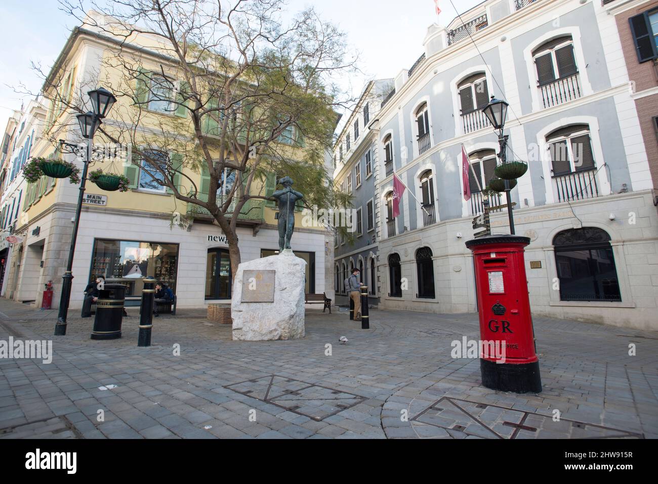 Red Post Office pilier box, Gibraltar, territoire britannique dans la péninsule ibérique Banque D'Images