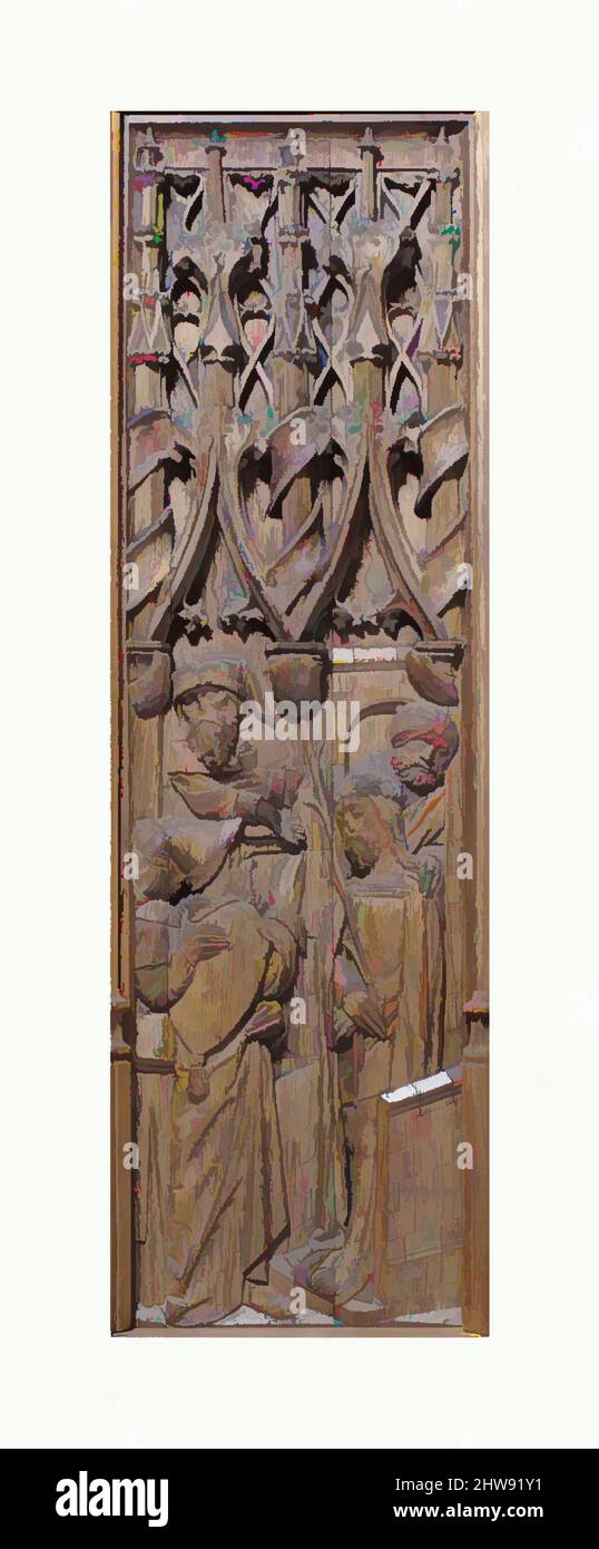 Art inspiré par Panel avec Christ montré au peuple, début du 16th siècle, fait en Normandie, France, français, Chêne, total: 35 1/2 x 10 1/2 po. (90,2 x 26,7 cm), boiseries-Architecture, oeuvres classiques modernisées par Artotop avec une touche de modernité. Formes, couleur et valeur, impact visuel accrocheur sur l'art émotions par la liberté d'œuvres d'art d'une manière contemporaine. Un message intemporel qui cherche une nouvelle direction créative. Artistes qui se tournent vers le support numérique et créent le NFT Artotop Banque D'Images