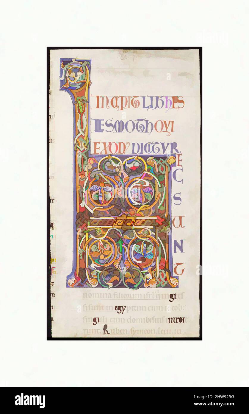 Art inspiré par l'Illumination des manuscrits avec l'initiale H, d'une Bible, ca. 1175–95, fabriqué à Pontigny, France, France, Tempéa et or sur parchemin, 11 5/8 x 6in. (29,5 x 15,2cm), manuscrits et illuminations, oeuvres classiques modernisées par Artotop avec une touche de modernité. Formes, couleur et valeur, impact visuel accrocheur sur l'art émotions par la liberté d'œuvres d'art d'une manière contemporaine. Un message intemporel qui cherche une nouvelle direction créative. Artistes qui se tournent vers le support numérique et créent le NFT Artotop Banque D'Images