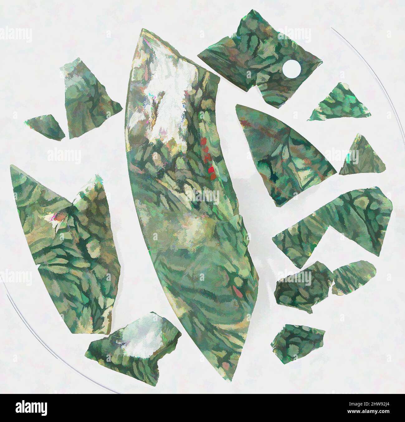 Art inspiré par des fragments de verre d'un navire, 4th–début 5th siècle, fait à Kharga Oasis, Égypte byzantine, copte, verre (vert), stockage (boîte de Pétri diam.): 5 9/16 po. (14,1 cm), Glass-Vessels, oeuvres classiques modernisées par Artotop avec une touche de modernité. Formes, couleur et valeur, impact visuel accrocheur sur l'art émotions par la liberté d'œuvres d'art d'une manière contemporaine. Un message intemporel qui cherche une nouvelle direction créative. Artistes qui se tournent vers le support numérique et créent le NFT Artotop Banque D'Images