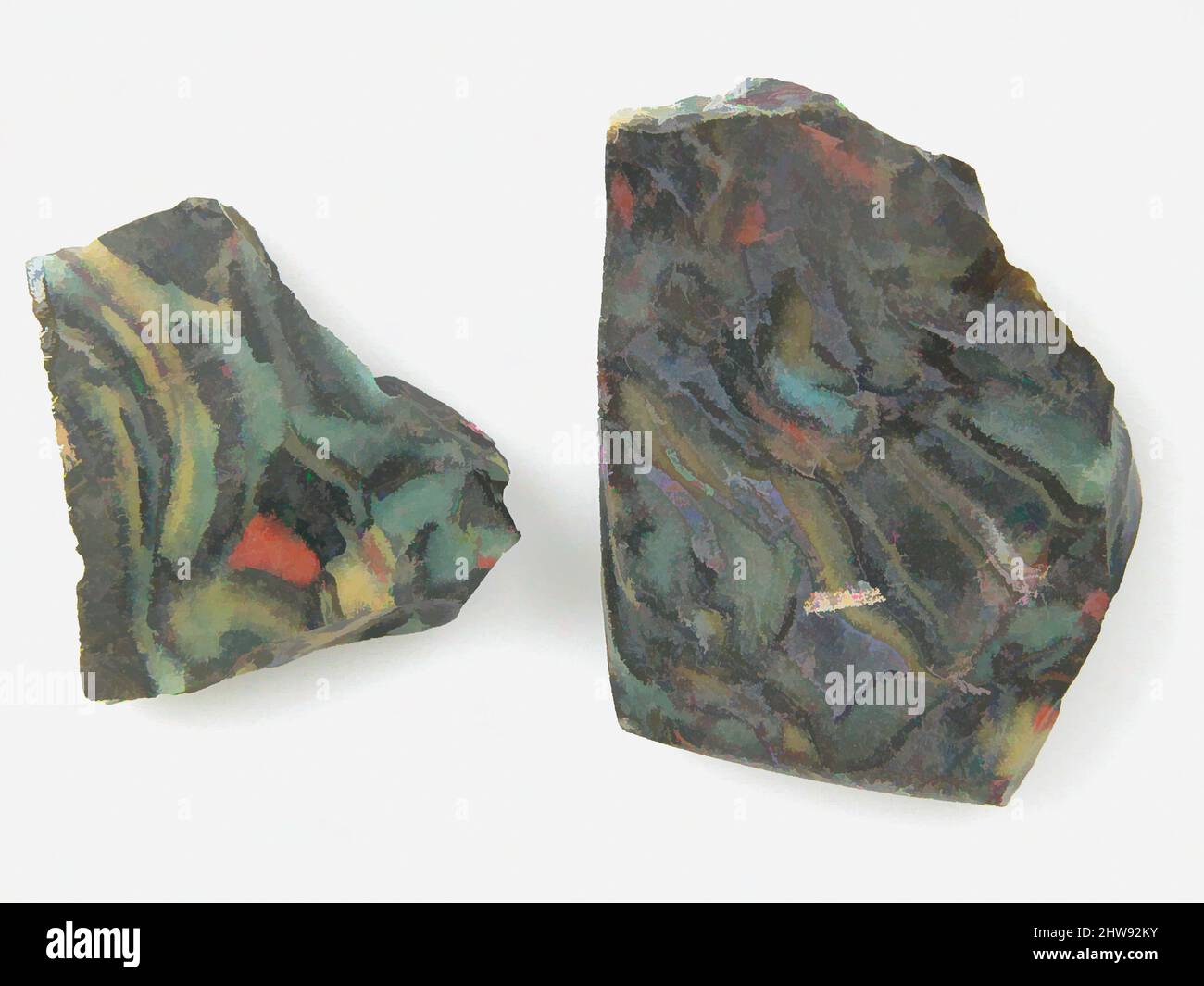 Art inspiré par des fragments de verre d'un navire, 4th–début 5th siècle, fait à Kharga Oasis, Égypte byzantine, copte, verre, stockage (boîte de Pétri diam.): 1 3/8 po. (3,5 cm), Glass-Vessels, oeuvres classiques modernisées par Artotop avec une touche de modernité. Formes, couleur et valeur, impact visuel accrocheur sur l'art émotions par la liberté d'œuvres d'art d'une manière contemporaine. Un message intemporel qui cherche une nouvelle direction créative. Artistes qui se tournent vers le support numérique et créent le NFT Artotop Banque D'Images