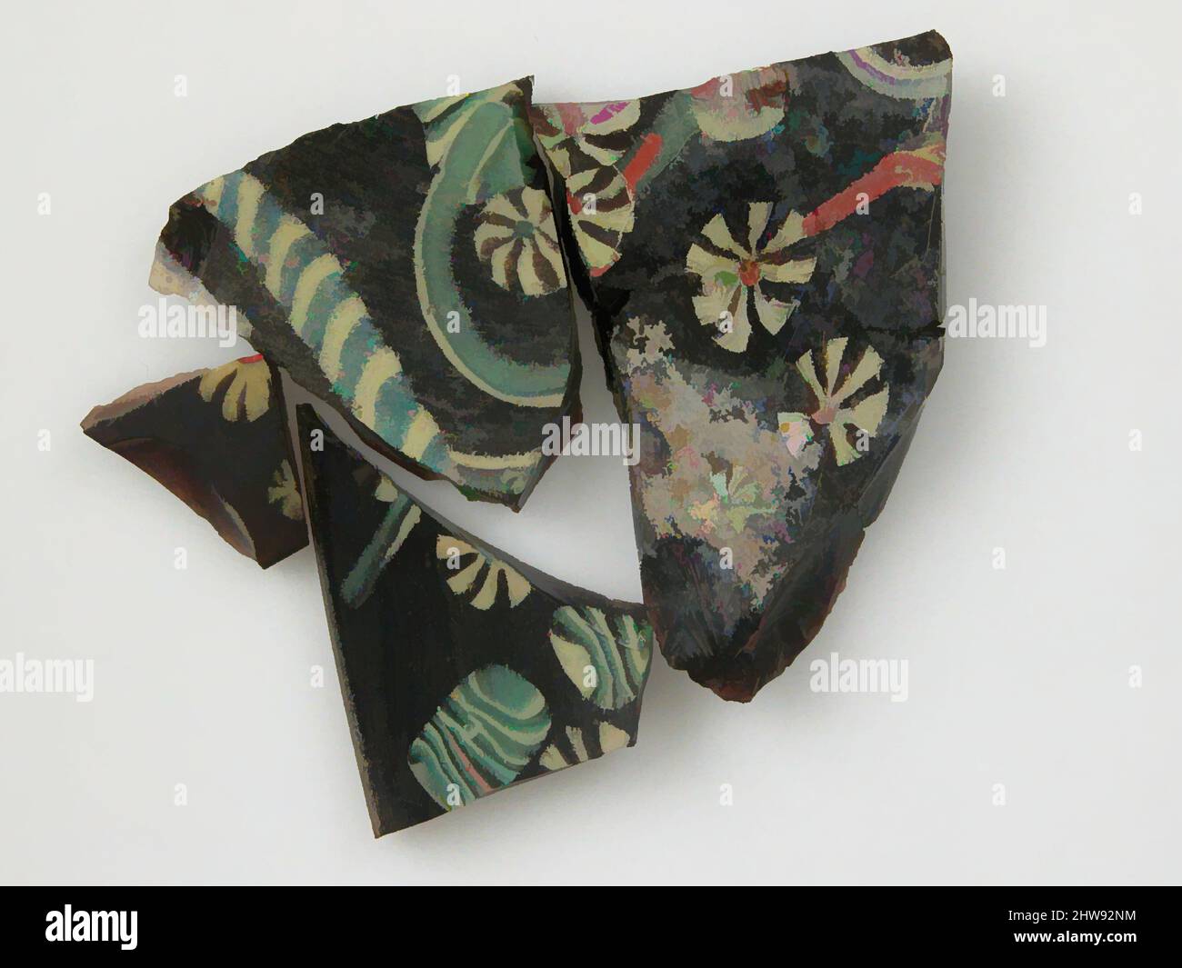 Art inspiré par des fragments de verre d'un navire, 4th–début 5th siècle, fait à Kharga Oasis, Égypte byzantine, copte, verre, stockage (boîte de Pétri diam.): 2 1/8 po. (5,4 cm), verre, oeuvres classiques modernisées par Artotop avec une touche de modernité. Formes, couleur et valeur, impact visuel accrocheur sur l'art émotions par la liberté d'œuvres d'art d'une manière contemporaine. Un message intemporel qui cherche une nouvelle direction créative. Artistes qui se tournent vers le support numérique et créent le NFT Artotop Banque D'Images