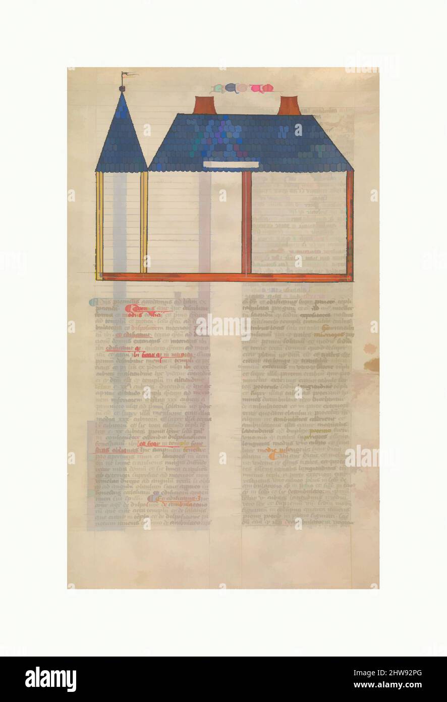 Art inspiré par l'élévation du Temple de Salomon, une des six feuilles illustrées de la Postilla Litteralis (Commentaire littéral) de Nicholas de Lyra, ca. 1360–1380, français, aquarelle opaque, encre de Galle de fer et or sur vélin, 16 1/2 x 9 3/4 po. (41,9 x 24,8 cm), manuscrits et, oeuvres classiques modernisées par Artotop avec une touche de modernité. Formes, couleur et valeur, impact visuel accrocheur sur l'art émotions par la liberté d'œuvres d'art d'une manière contemporaine. Un message intemporel qui cherche une nouvelle direction créative. Artistes qui se tournent vers le support numérique et créent le NFT Artotop Banque D'Images Art inspiré par l'élévation du Temple de Salomon, une des six feuilles illustrées de la Postilla Litteralis (Commentaire littéral) de Nicholas de Lyra, ca. 1360–1380, français, aquarelle opaque, encre de Galle de fer et or sur vélin, 16 1/2 x 9 3/4 po. (41,9 x 24,8 cm), manuscrits et, oeuvres classiques modernisées par Artotop avec une touche de modernité. Formes, couleur et valeur, impact visuel accrocheur sur l'art émotions par la liberté d'œuvres d'art d'une manière contemporaine. Un message intemporel qui cherche une nouvelle direction créative. Artistes qui se tournent vers le support numérique et créent le NFT Artotop Banque D'Images