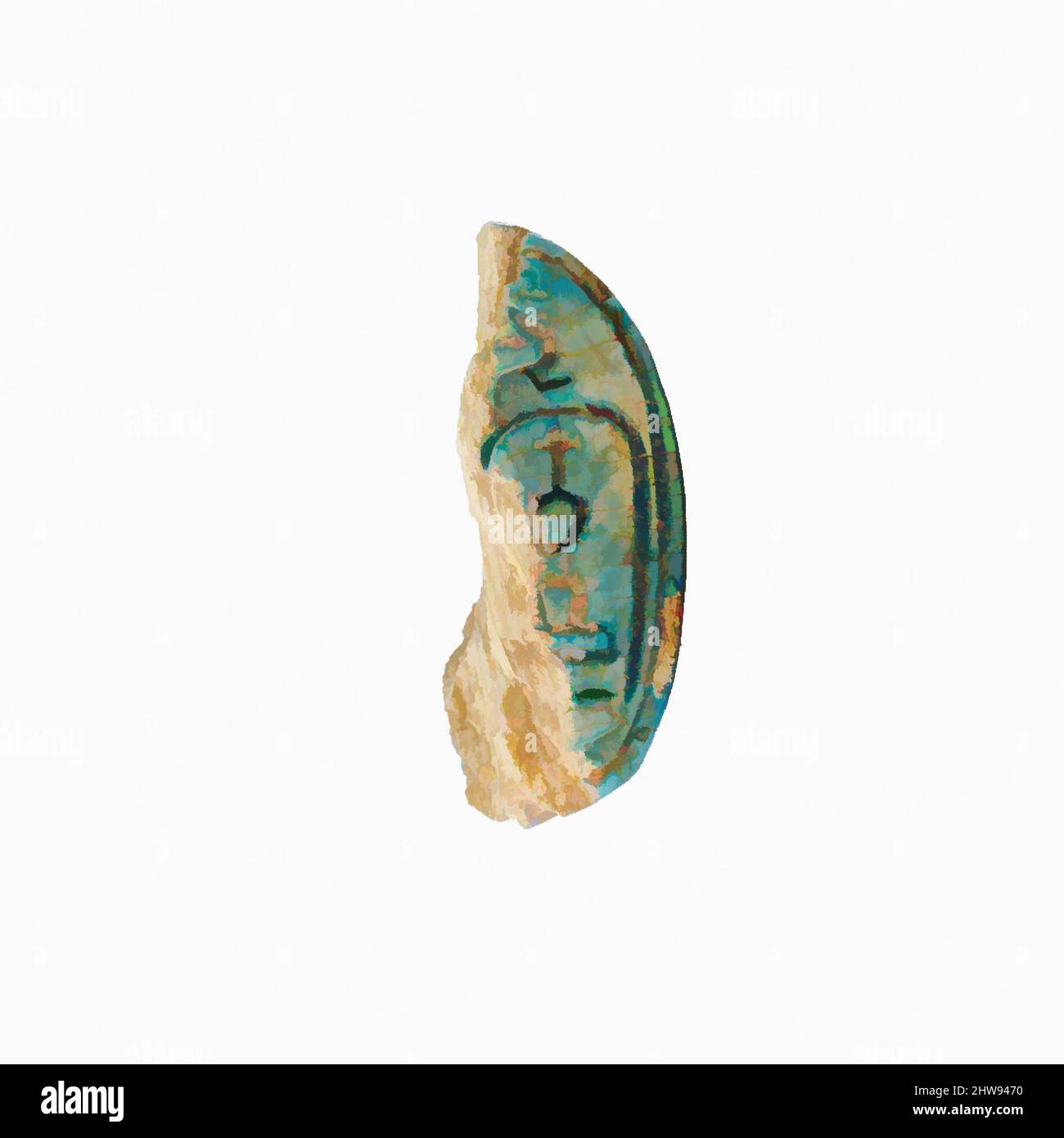 Art inspiré par une partie d'un scarib de Neferhotep I, deuxième période intermédiaire du Royaume du milieu, dynastie 13–17, ca. De 1802 à 1550 av. J.-C., de l'Égypte, région Memphite, Lisht North, cimetière, Acier vitrifié, L. 2,6 × W. 0,9 × H. 1 cm (1 × 3/8 × 3/8 po.), fragment d'un scarab inscrit à « son, œuvres classiques modernisées par Artotop avec une touche de modernité. Formes, couleur et valeur, impact visuel accrocheur sur l'art émotions par la liberté d'œuvres d'art d'une manière contemporaine. Un message intemporel qui cherche une nouvelle direction créative. Artistes qui se tournent vers le support numérique et créent le NFT Artotop Banque D'Images