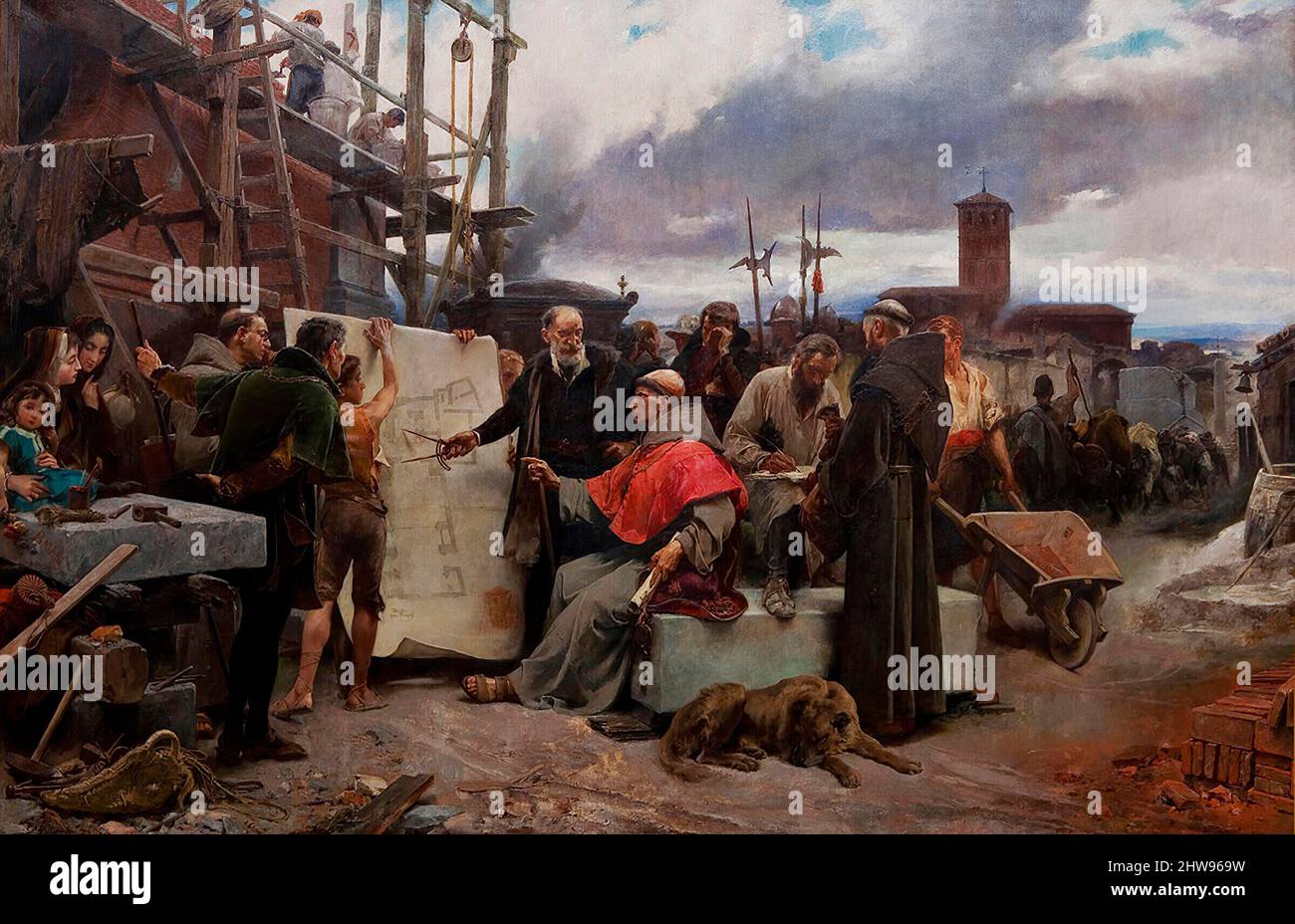 Le Cardinal Cisneros dirige la construction de l'Hôpital de la Charité. Sanctuaire de la Charité d'Illescas (Tolède). MUSÉE: HÔPITAL DE LA CARIDAD DE ILLESCAS, VILLARROBLEDO, ESPAGNE. Auteur: FERRANT ALEJANDRO. Banque D'Images