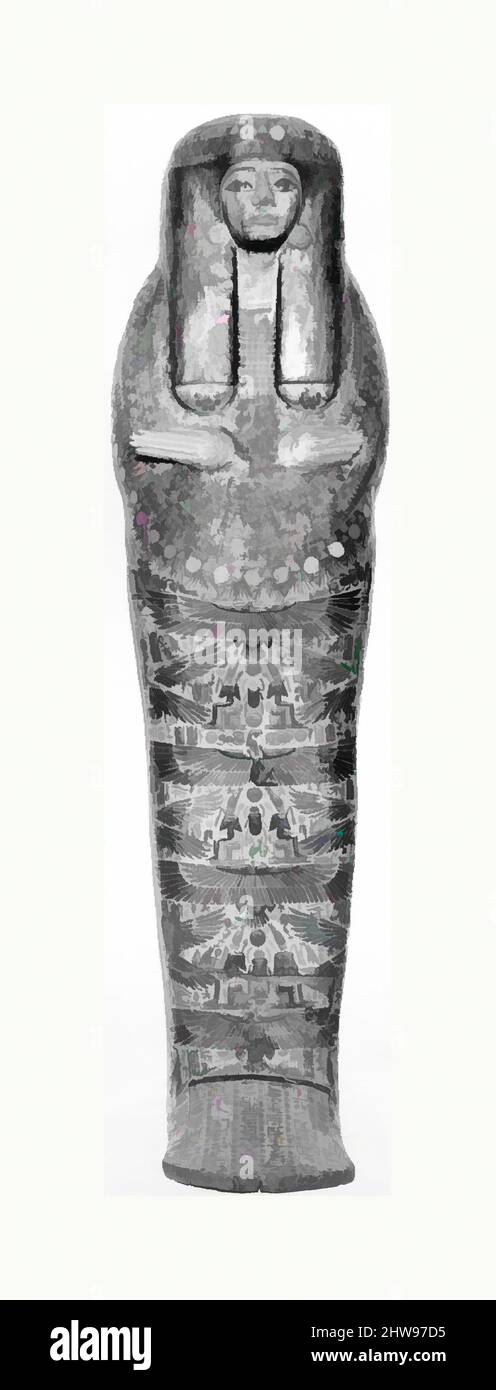 Art inspiré par cercueil intérieur de Burial de Nesenaset, troisième période intermédiaire, dynastie 21, ca. 969–959 av. J.-C., d'Égypte, haute-Égypte, Thèbes, Deir el-Bahri, Tombe, Chambre, Burial 1 (Nesenaset), 1923–25, Bois, peinture, gesso, l. 192 cm (75 9/16 po, œuvres classiques modernisées par Artotop avec une touche de modernité. Formes, couleur et valeur, impact visuel accrocheur sur l'art émotions par la liberté d'œuvres d'art d'une manière contemporaine. Un message intemporel qui cherche une nouvelle direction créative. Artistes qui se tournent vers le support numérique et créent le NFT Artotop Banque D'Images