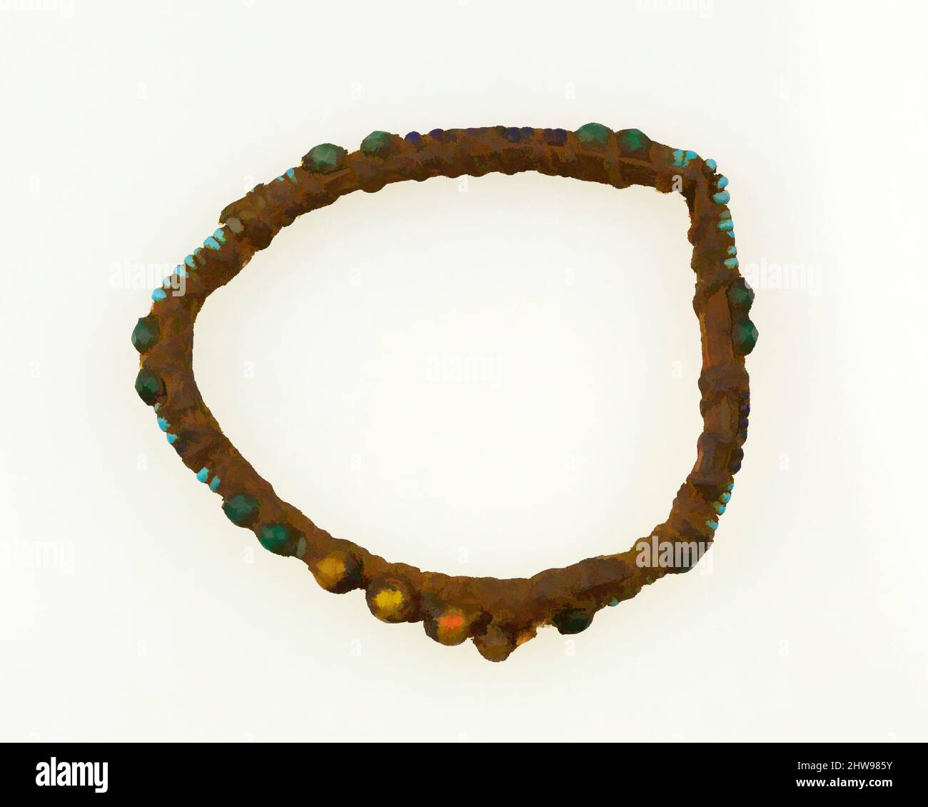 Art inspiré par Bracelet de perles sur fibre, époque copte, A.D. 2nd–7th siècle, d'Egypte, verre, fibres de palmier, œuvres classiques modernisées par Artotop avec une touche de modernité. Formes, couleur et valeur, impact visuel accrocheur sur l'art émotions par la liberté d'œuvres d'art d'une manière contemporaine. Un message intemporel qui cherche une nouvelle direction créative. Artistes qui se tournent vers le support numérique et créent le NFT Artotop Banque D'Images