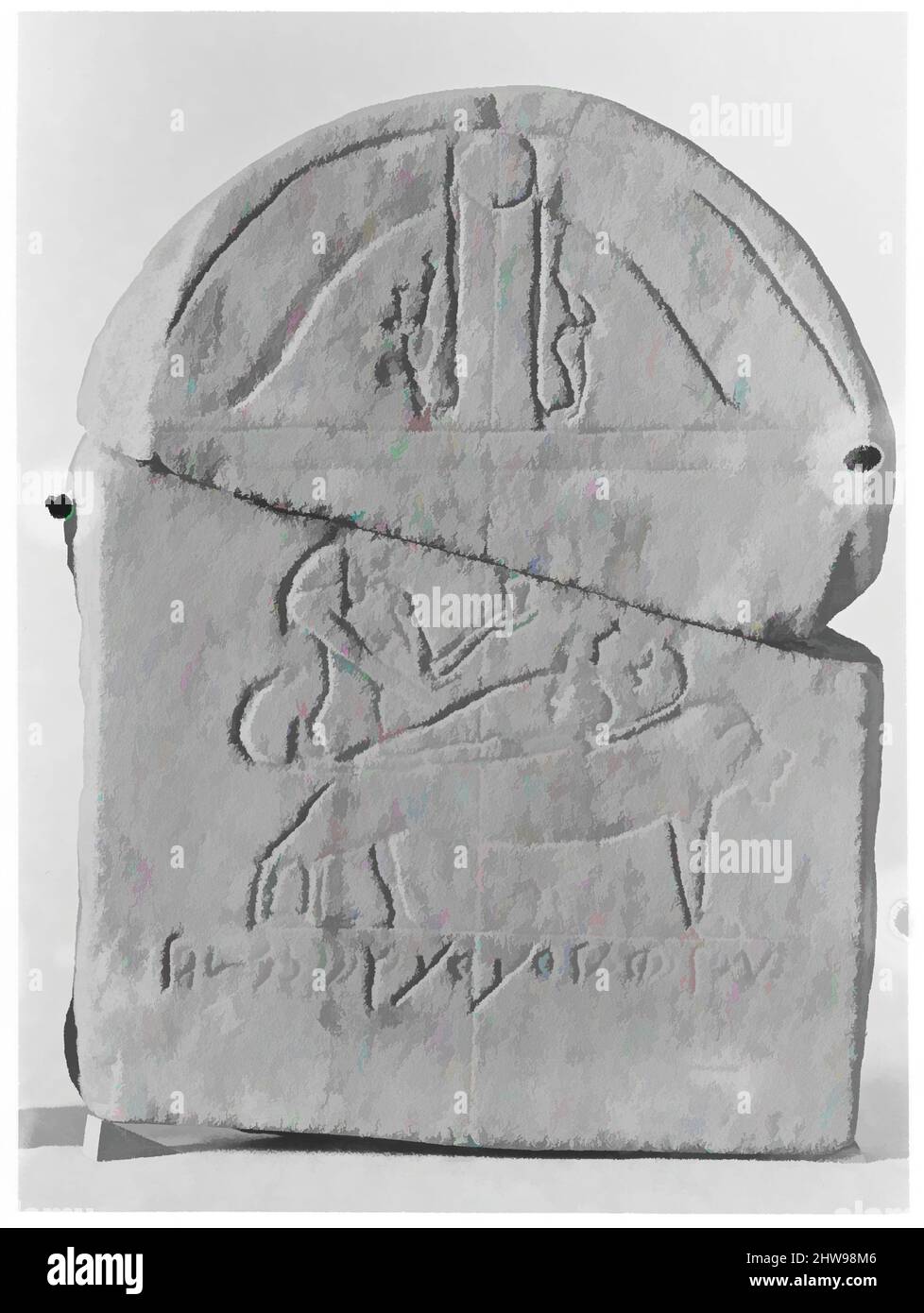 Art inspiré par Stela représentant Anubis et une momie sur un lit pour Pachom-alal, fils de Peteharsomtous, époque romaine, A.D. 1st siècle, d'Égypte, Nord de la haute-Égypte, Dendera, grès, H. 36,2 cm W 26 cm, œuvres classiques modernisées par Artotop avec une touche de modernité. Formes, couleur et valeur, impact visuel accrocheur sur l'art émotions par la liberté d'œuvres d'art d'une manière contemporaine. Un message intemporel qui cherche une nouvelle direction créative. Artistes qui se tournent vers le support numérique et créent le NFT Artotop Banque D'Images