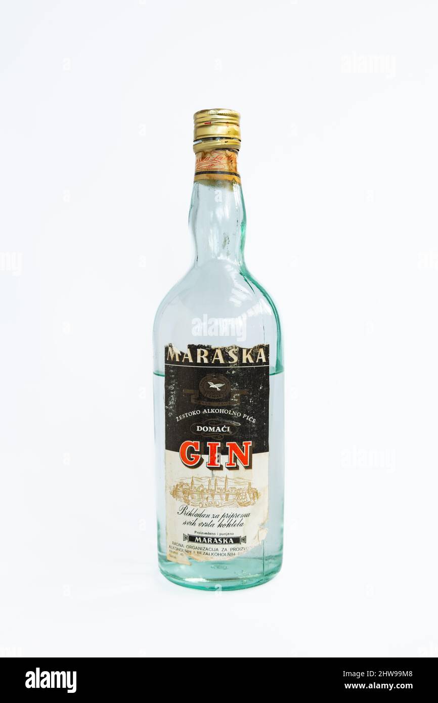 Bouteille de gin vintage Maraska Gin Banque D'Images
