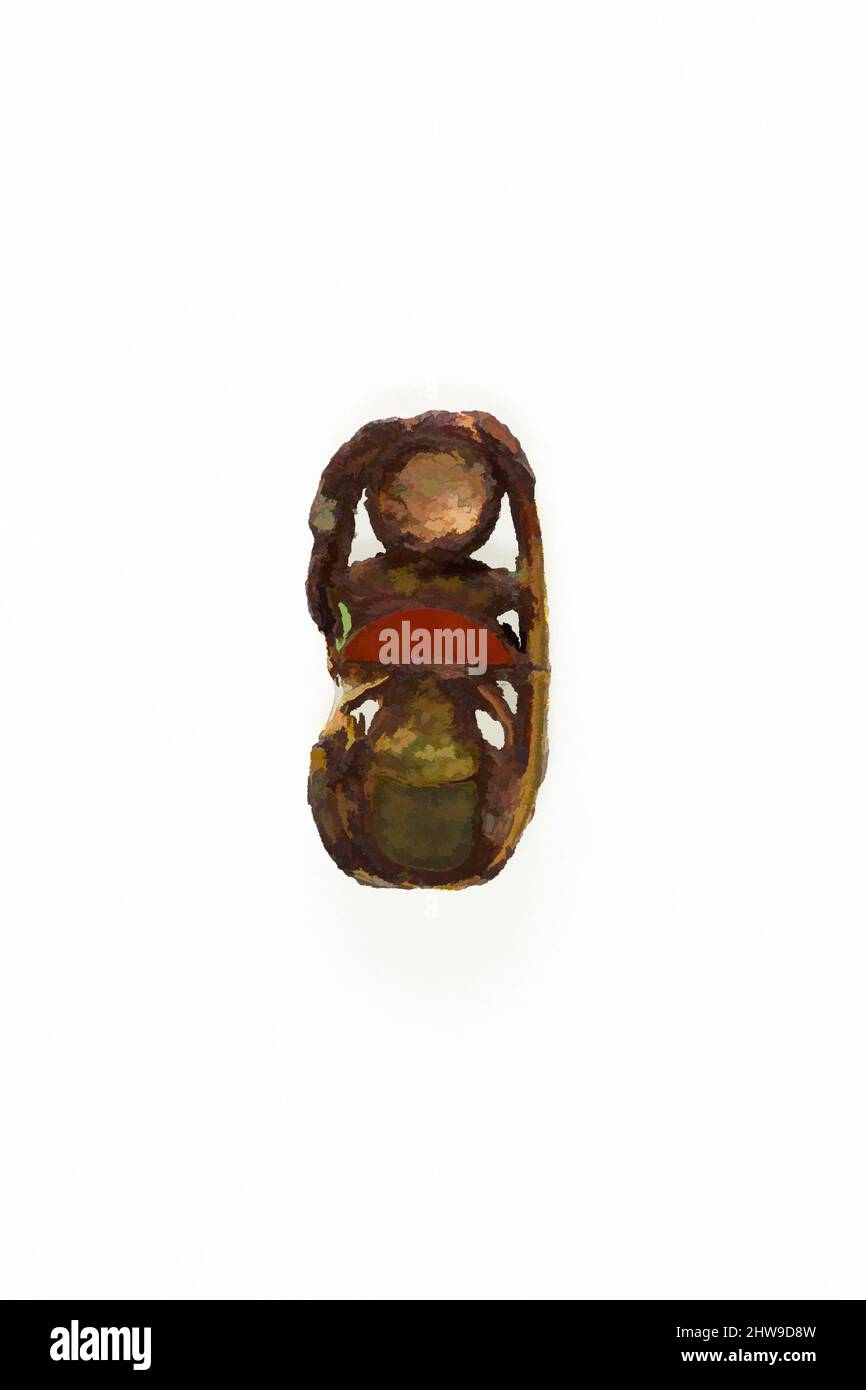 Art inspiré par Cartouche avec prénomen de Senwosret II, Royaume du milieu, ca. 1887–1750 av. J.-C., depuis l'Égypte, zone d'entrée de Fayum, Haraga, cimetière A, Tombeau 124, or, argent, carnélien, et de foi, H. 2,1 cm (13/16 po); W. 1,1 cm (7/16 po); TH. 0,3 cm (1/8 in.), ce fragment de bijoux, oeuvres classiques modernisées par Artotop avec une touche de modernité. Formes, couleur et valeur, impact visuel accrocheur sur l'art émotions par la liberté d'œuvres d'art d'une manière contemporaine. Un message intemporel qui cherche une nouvelle direction créative. Artistes qui se tournent vers le support numérique et créent le NFT Artotop Banque D'Images