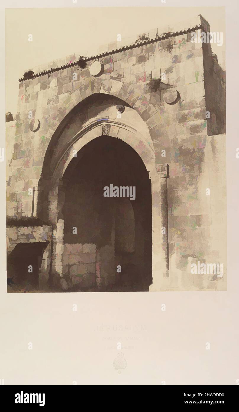 Art inspiré par Jérusalem. Porte de Damas (Bab-el-Ahmoud), 1860 ou plus tard, impression argentée à partir d'un négatif papier, image: 11 po. × 8 9/16 po (28 × 21,7 cm), photographies, Louis de Clercq (français, 1837–1901, oeuvres classiques modernisées par Artotop avec une touche de modernité. Formes, couleur et valeur, impact visuel accrocheur sur l'art émotions par la liberté d'œuvres d'art d'une manière contemporaine. Un message intemporel qui cherche une nouvelle direction créative. Artistes qui se tournent vers le support numérique et créent le NFT Artotop Banque D'Images