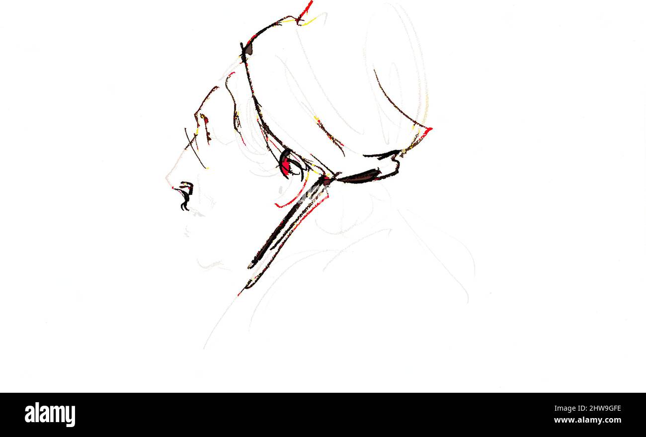 Art inspiré par Head with Turban (tiré du Sketchbook of Javanais Dancers), 1889, Graphite sur papier vélin blanc cassé, 5 1/2 x 8 1/2 po. (14 x 21,6 cm), dessins, John Singer Sargent (américain, Florence 1856–1925 Londres, œuvres classiques modernisées par Artotop avec une touche de modernité. Formes, couleur et valeur, impact visuel accrocheur sur l'art émotions par la liberté d'œuvres d'art d'une manière contemporaine. Un message intemporel qui cherche une nouvelle direction créative. Artistes qui se tournent vers le support numérique et créent le NFT Artotop Banque D'Images