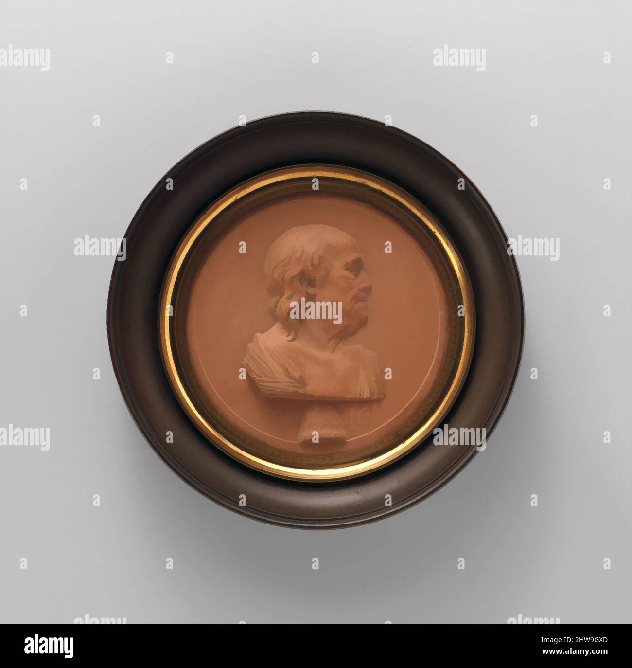 Art inspiré par la plaque de Benjamin Franklin, ca. 1797, fabriqué en France, français, terre cuite, H. 4 1/16 po. (10,3 cm), céramique, Jean Martin Renaud (français, Sarreguemines 1746–1821 Paris, oeuvres classiques modernisées par Artotop avec une touche de modernité. Formes, couleur et valeur, impact visuel accrocheur sur l'art émotions par la liberté d'œuvres d'art d'une manière contemporaine. Un message intemporel qui cherche une nouvelle direction créative. Artistes qui se tournent vers le support numérique et créent le NFT Artotop Banque D'Images