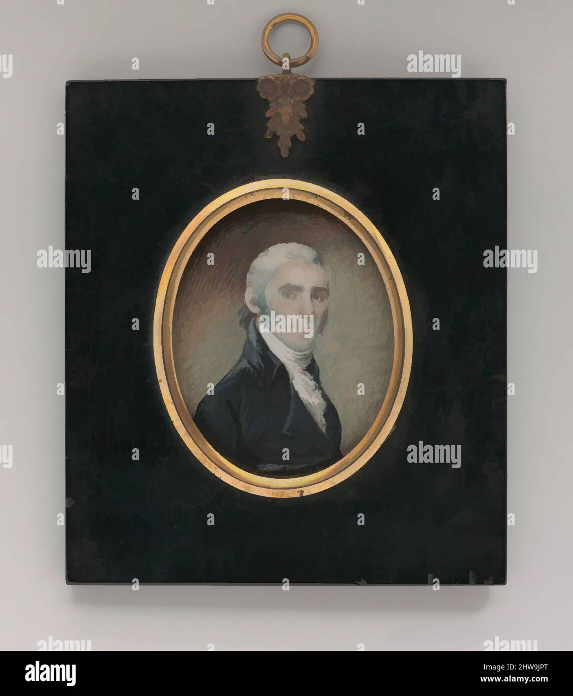 Art inspiré par Portrait of a Gentleman, 1800, aquarelle sur ivoire, 3 1/4 x 2 11/16 cm (8,3 x 6,8 cm), peintures, Jeremiah Paul, 1775-1820, oeuvres classiques modernisées par Artotop avec une touche de modernité. Formes, couleur et valeur, impact visuel accrocheur sur l'art émotions par la liberté d'œuvres d'art d'une manière contemporaine. Un message intemporel qui cherche une nouvelle direction créative. Artistes qui se tournent vers le support numérique et créent le NFT Artotop Banque D'Images