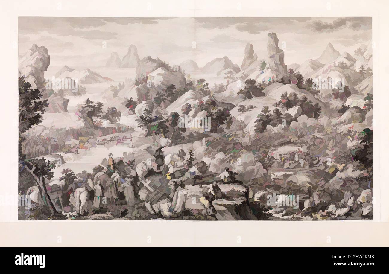 Art inspiré par les dessins et estampes, l'impression, la levée du siège du camp de la rivière Noire, les conquêtes de l'empereur de Chine, les œuvres classiques modernisées par Artotop avec un peu de modernité. Formes, couleur et valeur, impact visuel accrocheur sur l'art émotions par la liberté d'œuvres d'art d'une manière contemporaine. Un message intemporel qui cherche une nouvelle direction créative. Artistes qui se tournent vers le support numérique et créent le NFT Artotop Banque D'Images