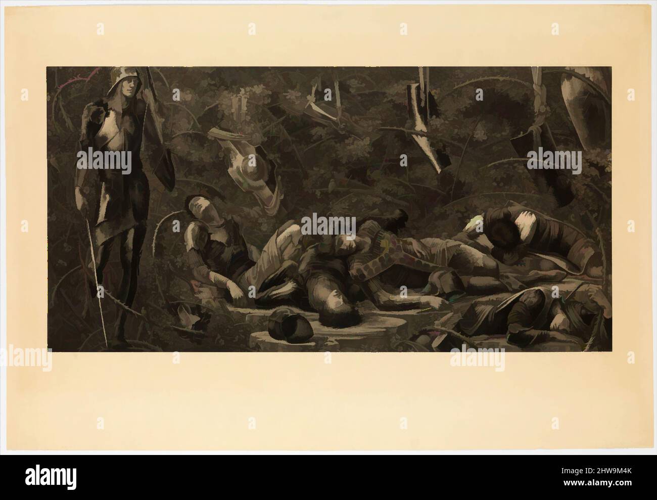 Art inspiré par la légende de la Rose de Briar - le Prince entre dans le Bois de Briar, après Sir Edward Burne-Jones, British, Birmingham 1833–1898, oeuvres classiques modernisées par Artotop avec un peu de modernité. Formes, couleur et valeur, impact visuel accrocheur sur l'art émotions par la liberté d'œuvres d'art d'une manière contemporaine. Un message intemporel qui cherche une nouvelle direction créative. Artistes qui se tournent vers le support numérique et créent le NFT Artotop Banque D'Images