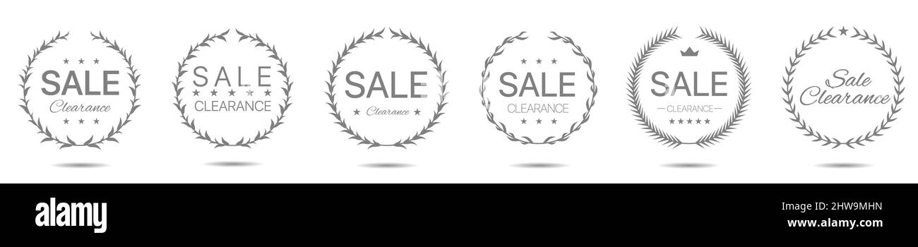 Solde ensemble d'étiquettes de couronne de Laurier en liquidation Illustration de Vecteur