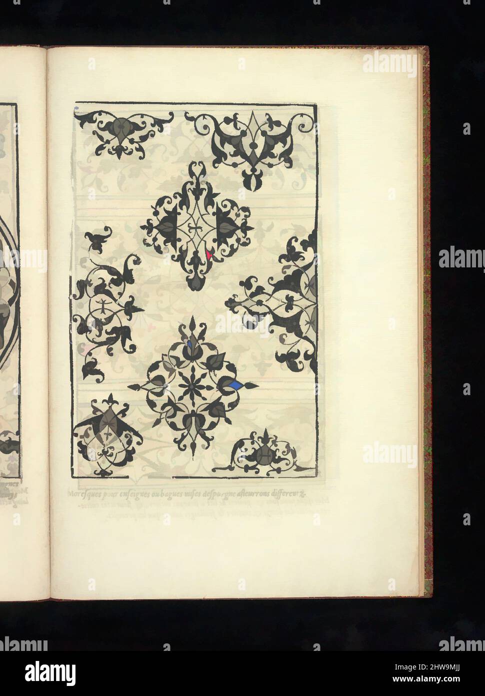 Art inspiré par les dessins et les imprimés, Livre d'ornement et d'architecture, Livre de Moresques, page 14 (recto), Éditeur, artiste, Œuvres classiques modernisées par Artotop avec une touche de modernité. Formes, couleur et valeur, impact visuel accrocheur sur l'art émotions par la liberté d'œuvres d'art d'une manière contemporaine. Un message intemporel qui cherche une nouvelle direction créative. Artistes qui se tournent vers le support numérique et créent le NFT Artotop Banque D'Images
