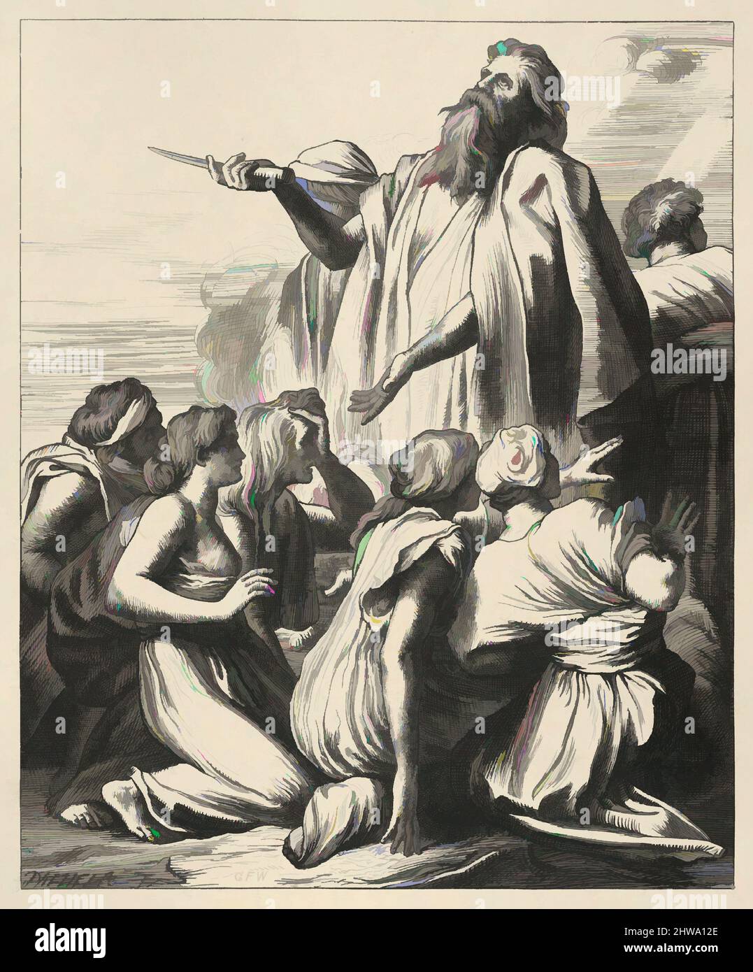 Art inspiré par dessins et estampes, Print, Noah'sacrivice (Galerie biblique des Dalziels), George Frederic Watts, œuvres classiques modernisées par Artotop avec une touche de modernité. Formes, couleur et valeur, impact visuel accrocheur sur l'art émotions par la liberté d'œuvres d'art d'une manière contemporaine. Un message intemporel qui cherche une nouvelle direction créative. Artistes qui se tournent vers le support numérique et créent le NFT Artotop Banque D'Images