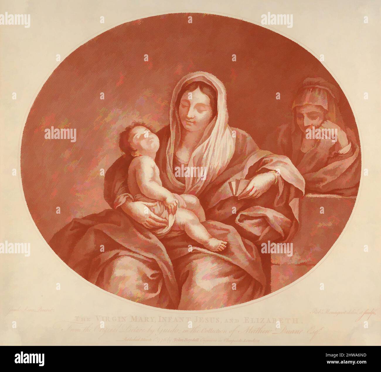 Art inspiré par dessins et estampes, Imprimer, la Vierge assis avec le bébé Christ dormant sur ses genoux, Saint Elizabeth à droite, oeuvres classiques modernisées par Artotop avec une touche de modernité. Formes, couleur et valeur, impact visuel accrocheur sur l'art émotions par la liberté d'œuvres d'art d'une manière contemporaine. Un message intemporel qui cherche une nouvelle direction créative. Artistes qui se tournent vers le support numérique et créent le NFT Artotop Banque D'Images