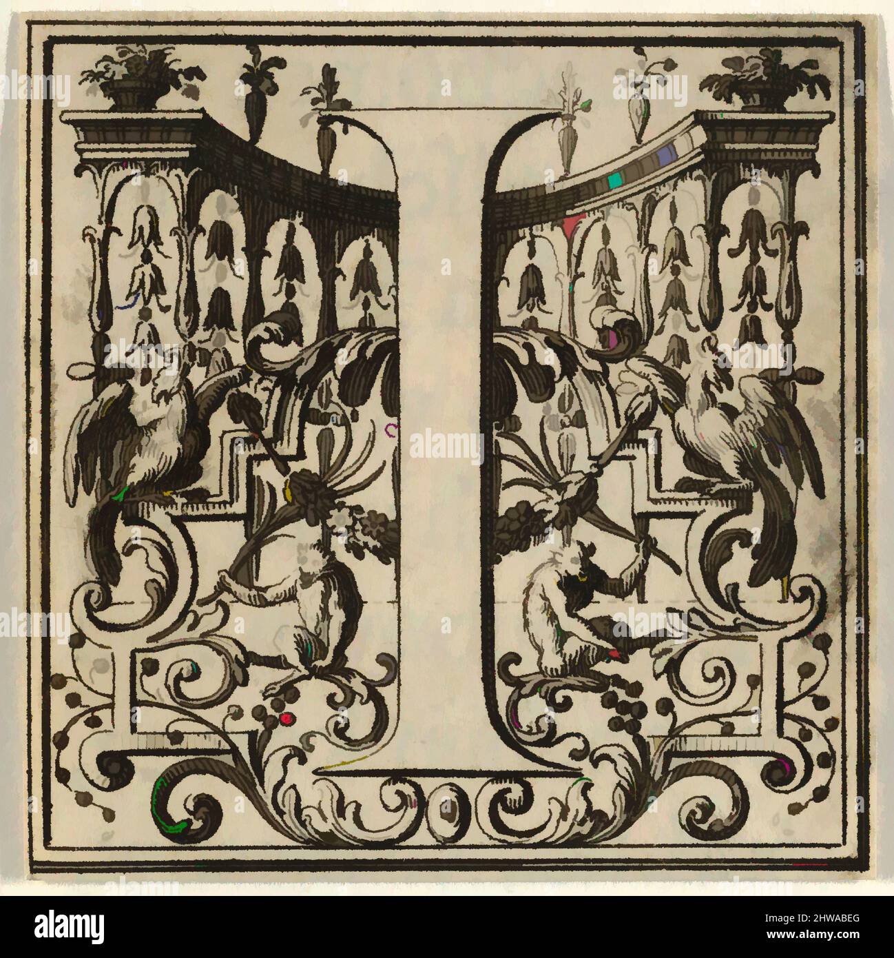 Art inspiré par l'alphabet romain lettre I avec la décoration Louis XIV, Bernard Picart (français, Paris 1673–1733 Amsterdam), 18th siècle, oeuvres classiques modernisées par Artotop avec une touche de modernité. Formes, couleur et valeur, impact visuel accrocheur sur l'art émotions par la liberté d'œuvres d'art d'une manière contemporaine. Un message intemporel qui cherche une nouvelle direction créative. Artistes qui se tournent vers le support numérique et créent le NFT Artotop Banque D'Images