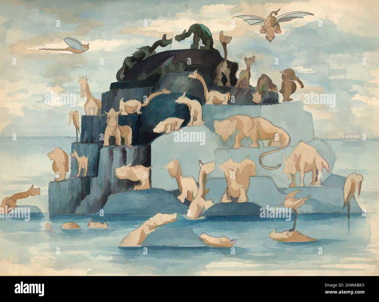 Art inspiré par dessins et estampes, dessin, animaux fantastiques laissés à l'Arche, artiste, Herbert E. Crowley, British, Londres 1873–1939 Zurich, Œuvres classiques modernisées par Artotop avec une touche de modernité. Formes, couleur et valeur, impact visuel accrocheur sur l'art émotions par la liberté d'œuvres d'art d'une manière contemporaine. Un message intemporel qui cherche une nouvelle direction créative. Artistes qui se tournent vers le support numérique et créent le NFT Artotop Banque D'Images