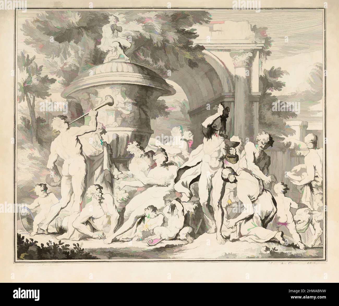 Art inspiré par dessins et estampes, imprimerie, Bacchanal, artiste, François Roëttiers, Français, Londres 1685–1742 Vienne, Roëttiers, François, 1685, Œuvres classiques modernisées par Artotop avec une touche de modernité. Formes, couleur et valeur, impact visuel accrocheur sur l'art émotions par la liberté d'œuvres d'art d'une manière contemporaine. Un message intemporel qui cherche une nouvelle direction créative. Artistes qui se tournent vers le support numérique et créent le NFT Artotop Banque D'Images