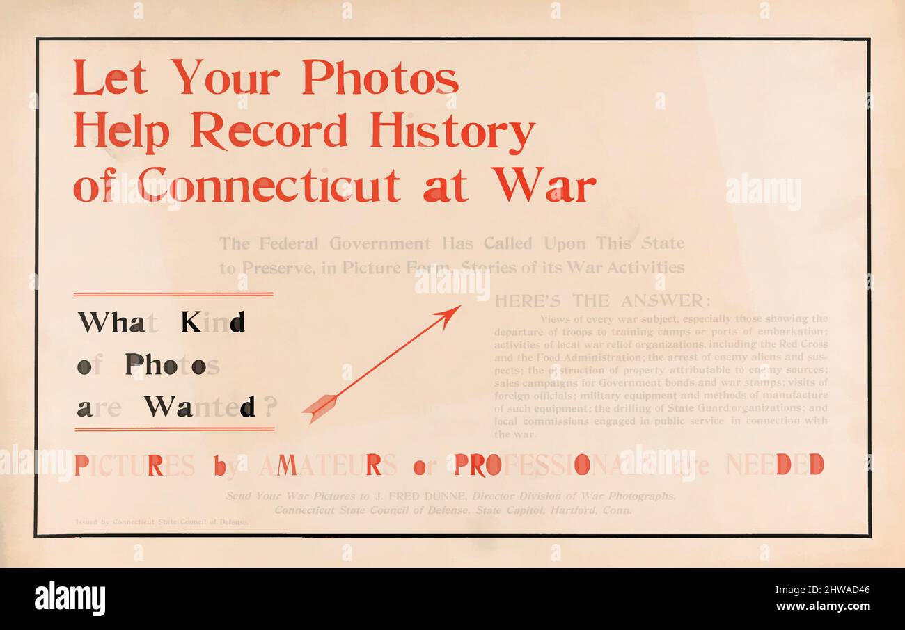 Art inspiré par dessins et tirages, Imprimer, poster, Laissez vos photos vous aider à enregistrer l'histoire du Connecticut à la guerre, Editeur, publié par, Connecticut, œuvres classiques modernisées par Artotop avec un peu de modernité. Formes, couleur et valeur, impact visuel accrocheur sur l'art émotions par la liberté d'œuvres d'art d'une manière contemporaine. Un message intemporel qui cherche une nouvelle direction créative. Artistes qui se tournent vers le support numérique et créent le NFT Artotop Banque D'Images