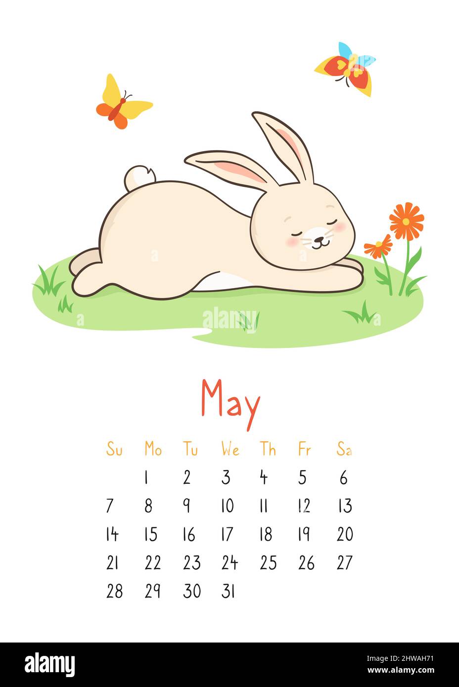 Calendrier 2023 Drole Le Mois De Mai Dessin Banque D'images Détourées - Alamy