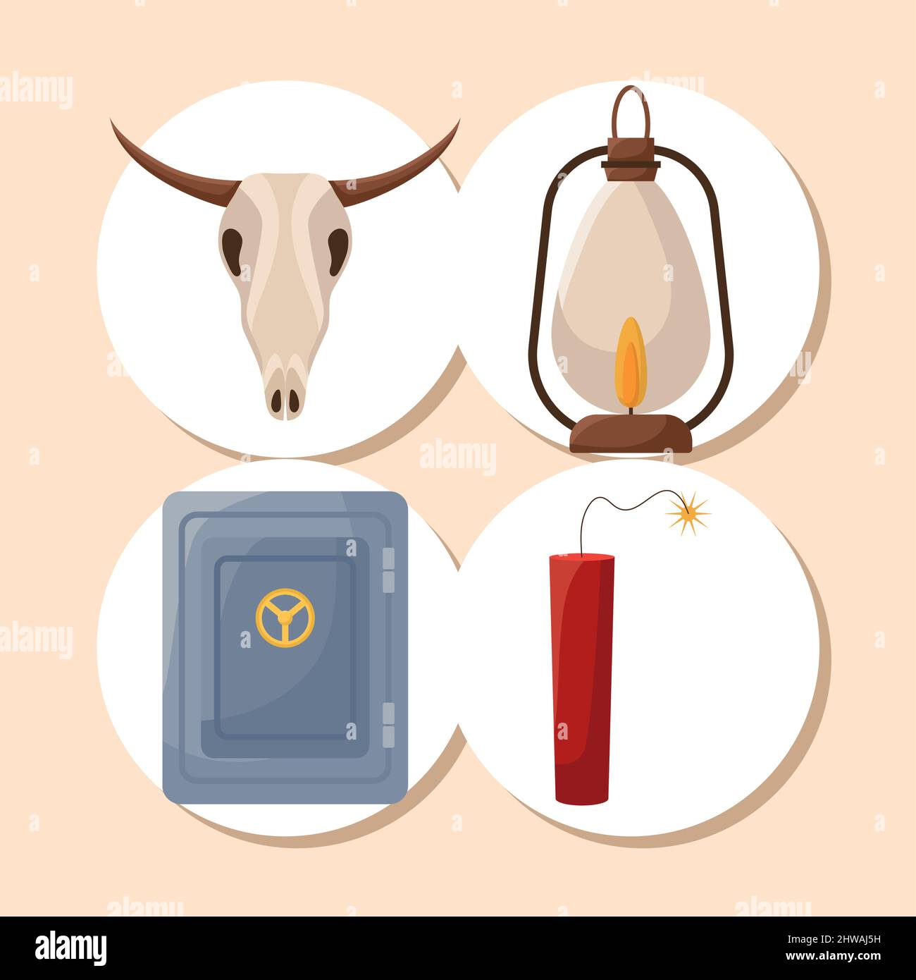 quatre icônes de cow-boy Illustration de Vecteur